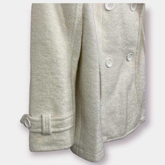 NEW BNCI Winter White Pea Coat Wool Blend Blanc Noir Size Medium - Picture 3 of 7